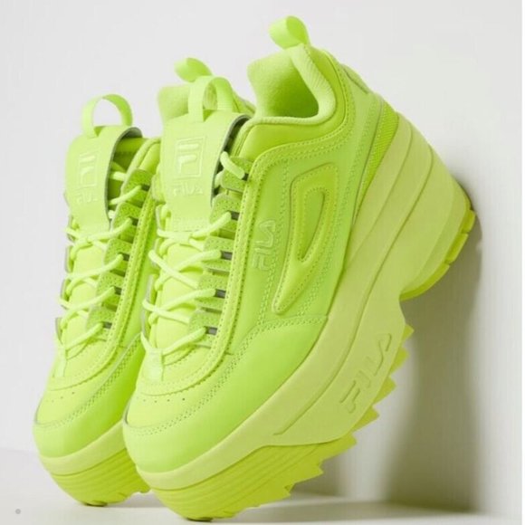shoes women, FILA WOMENS WEDGE PLATFORM SNEAKER, neon colour, size 6.5 - Picture 1 of 4